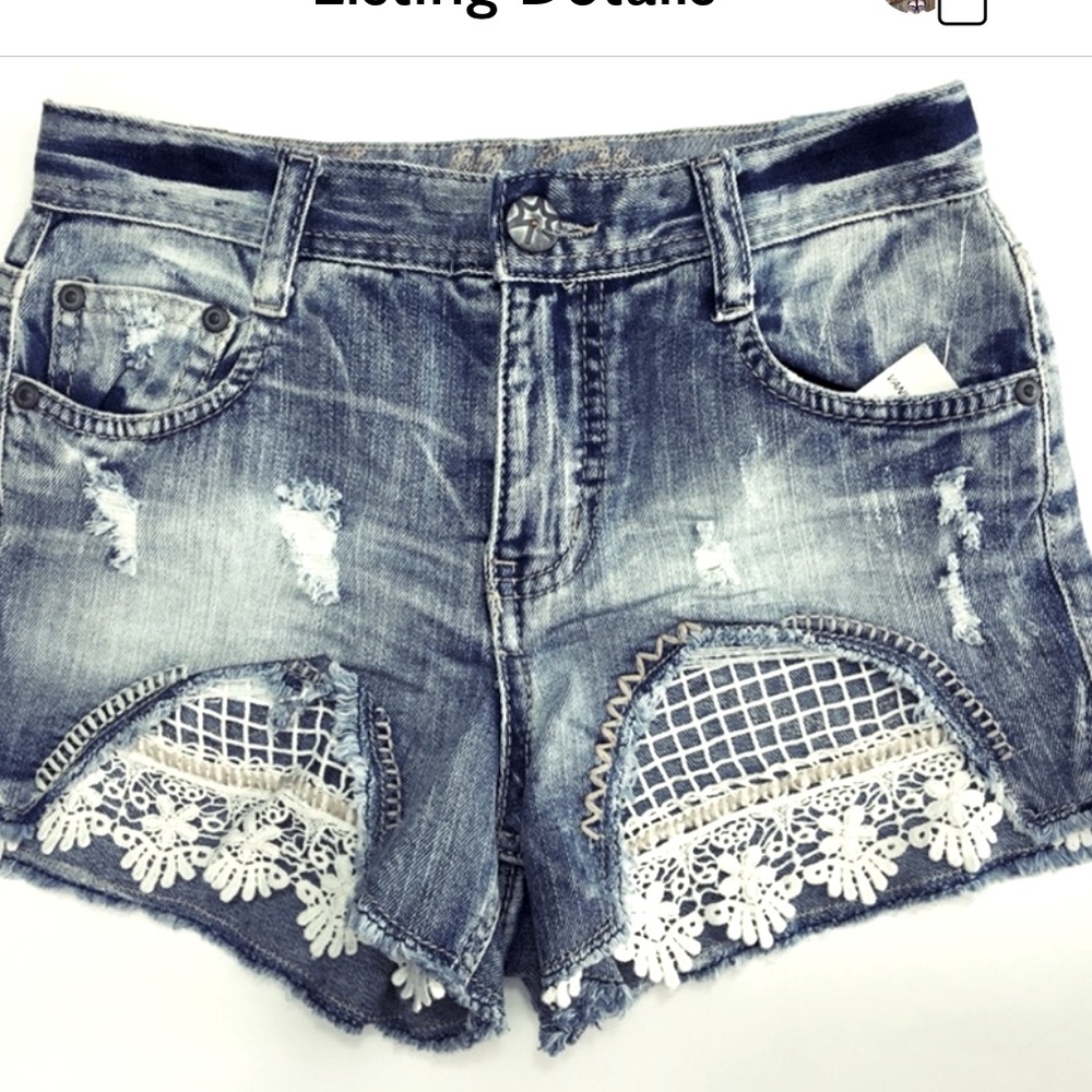 🎈Crochet trim high waisted jean shorts Jr size 3